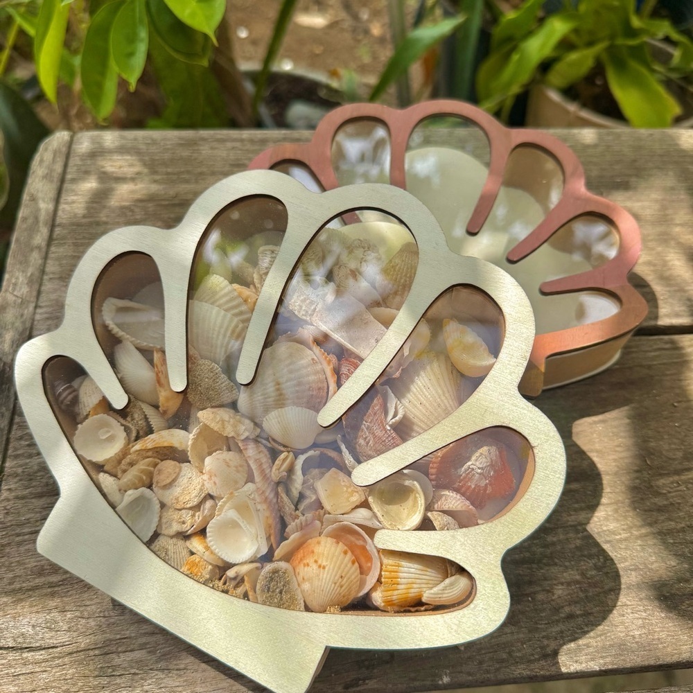 Shell-Shaped Wooden Beach collection Home Accent coastal decor handmade - Picture 2 of 4